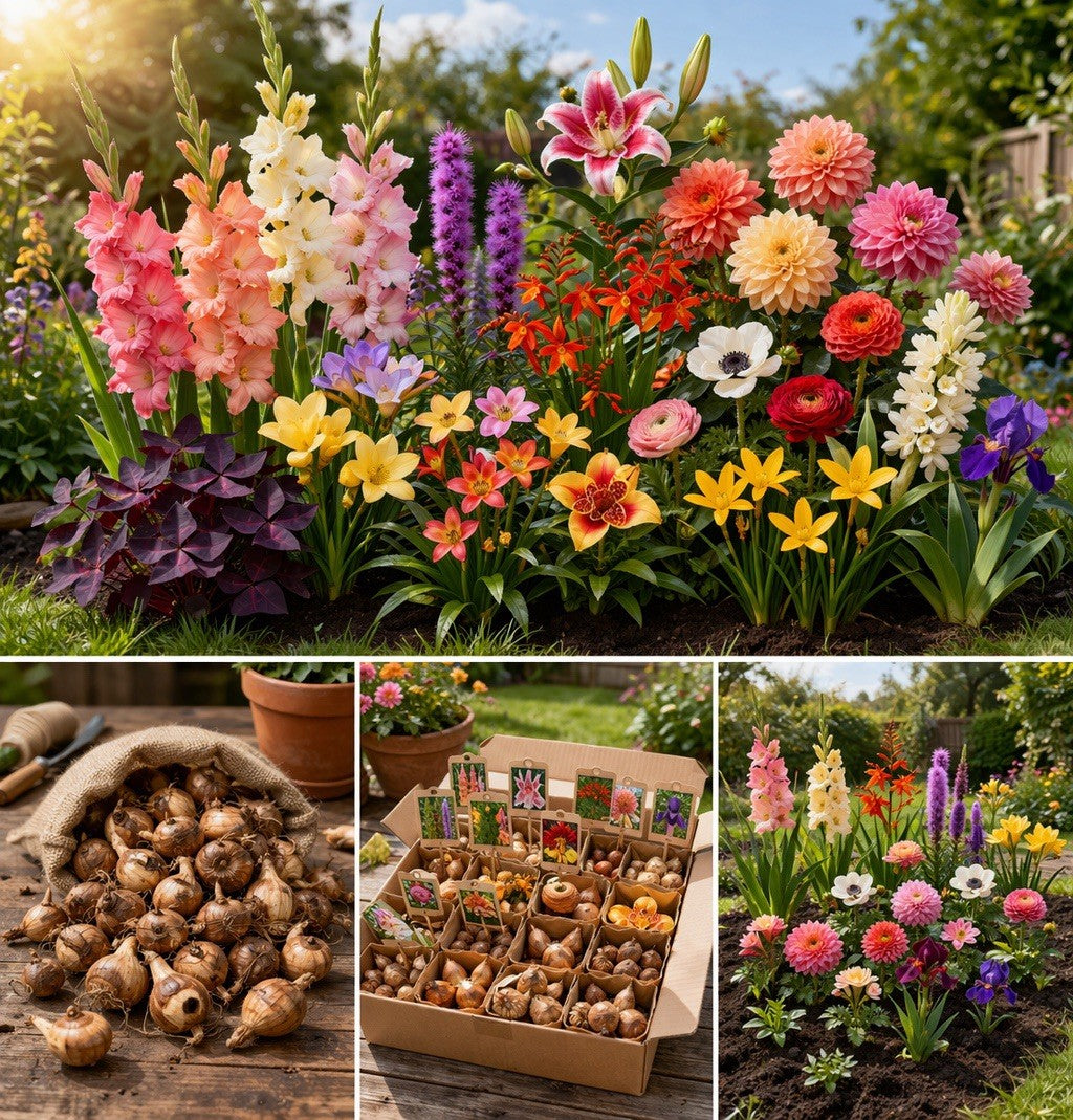 120 Mixed Summer Flowering Bulbs & Corms Lucky Dip Value Pack for Beds & Borders